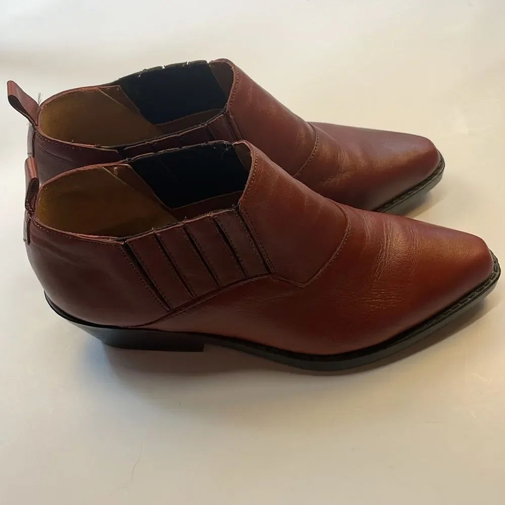 Cougar Brown Leather Pointed Toe Ankle Boots Women’s Sz 8.5 - Picture 3 of 11